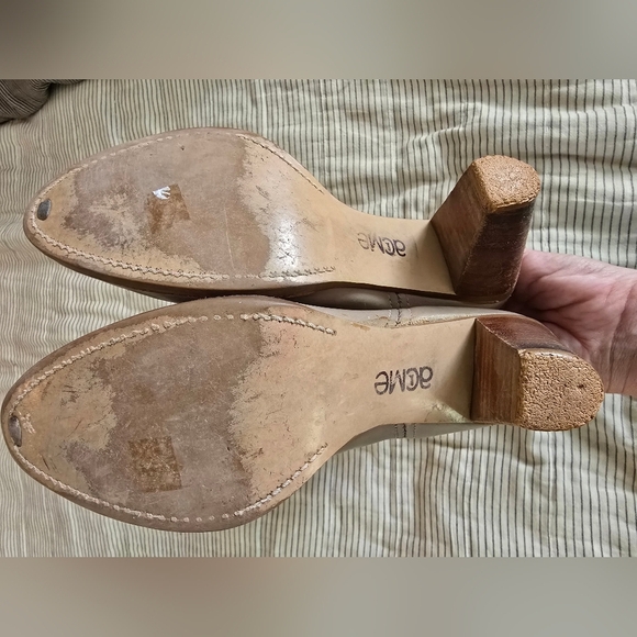 Acme Grey Leather Heel Boots Womens 7M Pointed Toe Western Cowboy Casual Shoe - Picture 5 of 6